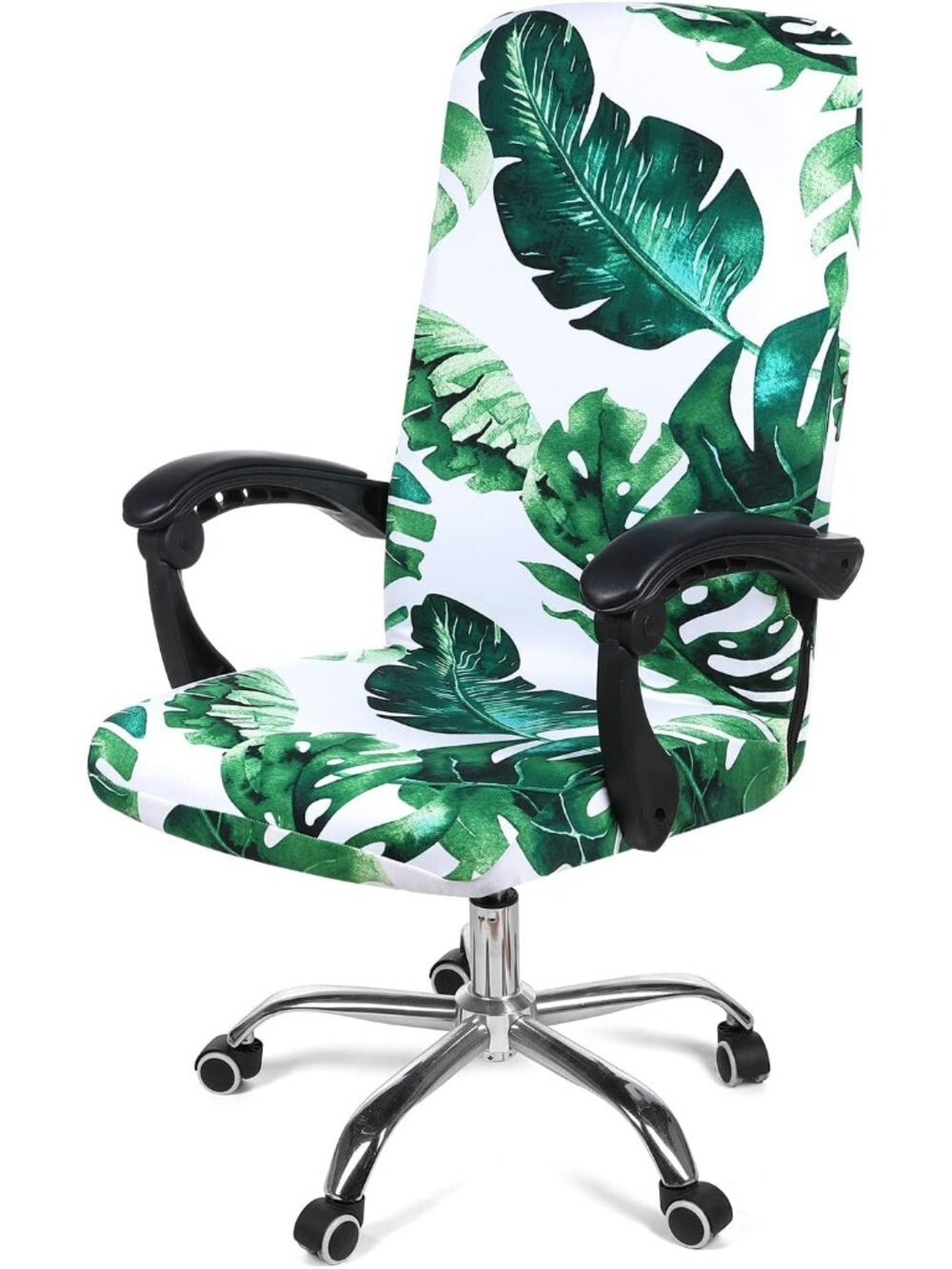 Stretch Printed Office Computer Desk Chair Covers, Green